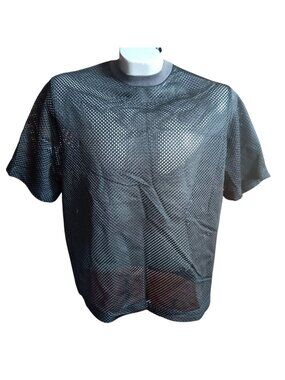True Vintage Black Mesh T-shirt Large 1980's Boxy Single Stitch Goth Punk Rocker